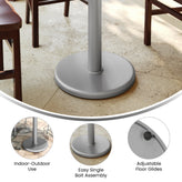 Beverly 18'' Round Restaurant Indoor/Outdoor Table Base with 3'' Dia. Table Height Column, Silver