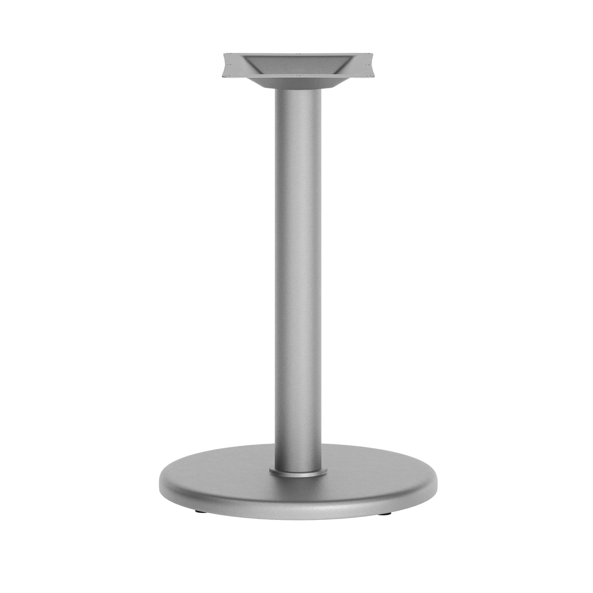 Beverly 18'' Round Restaurant Indoor/Outdoor Table Base with 3'' Dia. Table Height Column, Silver