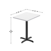 Graniss 24'' x 30'' White Rectangular Laminate Table Top with Black 22 x 22 "X" Style Table Height Base