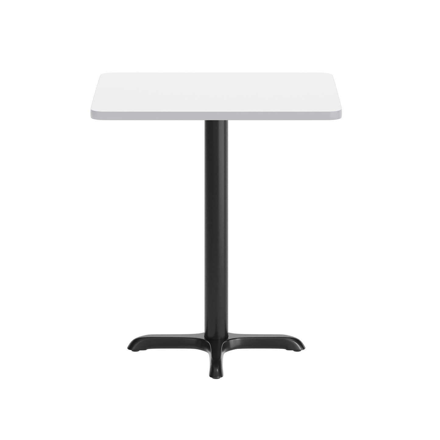 Graniss 24'' x 30'' White Rectangular Laminate Table Top with Black 22 x 22 "X" Style Table Height Base