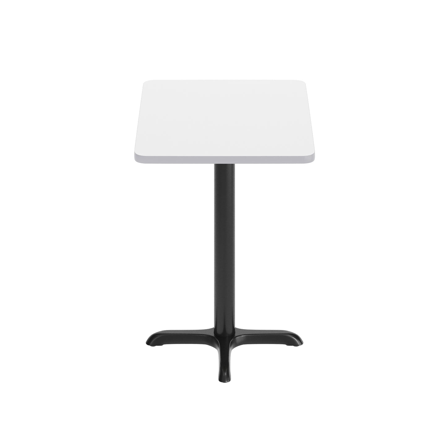 Graniss 24'' x 30'' White Rectangular Laminate Table Top with Black 22 x 22 "X" Style Table Height Base