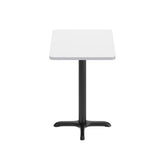 Graniss 24'' x 30'' White Rectangular Laminate Table Top with Black 22 x 22 "X" Style Table Height Base