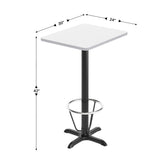 Stiles 24'' x 30'' White Rectangular Laminate Table Top with Black 22 x 22 "X" Style Bar Height Base with Footring
