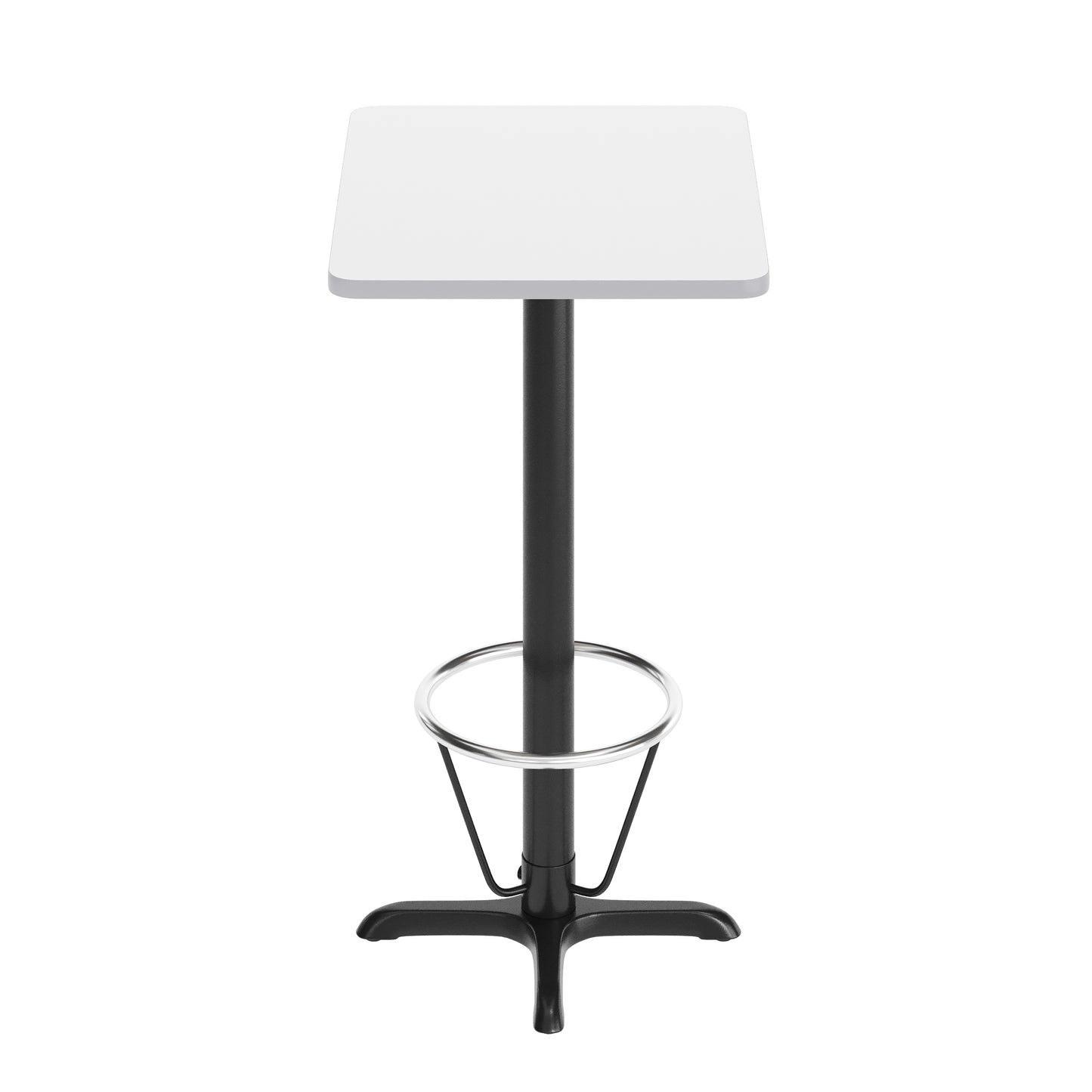 Stiles 24'' x 30'' White Rectangular Laminate Table Top with Black 22 x 22 "X" Style Bar Height Base with Footring