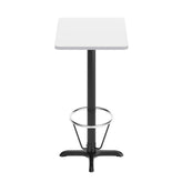 Stiles 24'' x 30'' White Rectangular Laminate Table Top with Black 22 x 22 "X" Style Bar Height Base with Footring