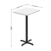 Stiles 24'' x 30'' White Rectangular Laminate Table Top with Black 22 x 22 "X" Style Bar Height Base