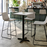 Stiles 24'' x 30'' White Rectangular Laminate Table Top with Black 22 x 22 "X" Style Bar Height Base