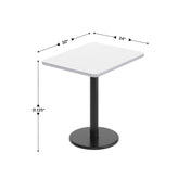 Graniss 24'' x 30'' White Rectangular Laminate Table Top with Black 18" Round Table Height Base