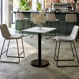 Graniss 24'' x 30'' White Rectangular Laminate Table Top with Black 18" Round Table Height Base
