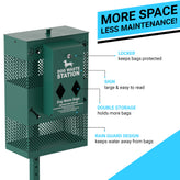 Kessler Compact Dog Waste Station with Rectangular Lidded Trash Can and Locking Roll Waste Bag Dispenser in Green