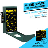 Kessler Locking Dog Waste Bag Dispenser with Glow in the Dark Sign, Hand Sanitizer Bottle and Rain Guard - 400 Pull Out Header Bags Included