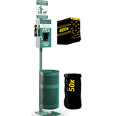 Kessler Pet Waste Station with Pedal Trash Can, Glow in the Dark Sign, Pull-Out Bag Dispenser, Hand Sanitizer Bottle, 400 Waste Bags and 50 Can Liners