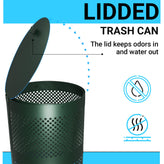 Kessler 11.5 Gallon Stainless Steel Outdoor Trash Can with Lid, Freestanding or Mountable Design, 20 Trash Bags Included