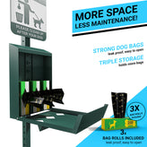 Kessler Pet Waste Station with Glow in the Dark Sign, Bag Dispenser, Sanitizer Bottle, Trash Can with Lid - Includes 600 Roll Bags & 50 Can Liners