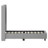 Quinn Full Upholstered Platform Bed with Channel Stitched Wingback Headboard, Mattress Foundation with Slatted Supports, No Box Spring Needed, Gray