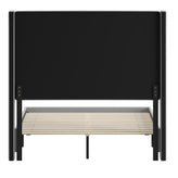 Quinn Full Upholstered Platform Bed with Channel Stitched Wingback Headboard, Mattress Foundation with Slatted Supports, No Box Spring Needed, Gray
