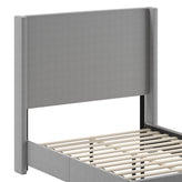 Quinn Full Upholstered Platform Bed with Channel Stitched Wingback Headboard, Mattress Foundation with Slatted Supports, No Box Spring Needed, Gray