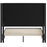 Quinn Queen Upholstered Platform Bed with Channel Stitched Wingback Headboard, Mattress Foundation with Slatted Supports, No Box Spring Needed, Gray