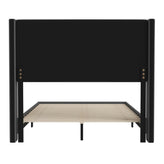 Hollis Full Upholstered Platform Bed with Wingback Headboard, Mattress Foundation with Slatted Supports, No Box Spring Needed, Charcoal Faux Linen