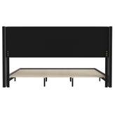 Hollis King Upholstered Platform Bed with Wingback Headboard, Mattress Foundation with Slatted Supports, No Box Spring Needed, Charcoal Faux Linen