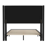 Hollis Full Upholstered Platform Bed with Wingback Headboard, Mattress Foundation with Slatted Supports, No Box Spring Needed, Gray Faux Linen