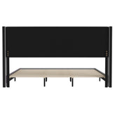 Hollis King Upholstered Platform Bed with Wingback Headboard, Mattress Foundation with Slatted Supports, No Box Spring Needed, Gray Faux Linen