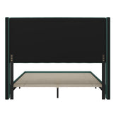 Bianca Queen Upholstered Platform Bed with Vertical Stitched Wingback Headboard, Slatted Mattress Foundation, No Box Spring Needed, Emerald Velvet