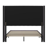 Bianca Full Upholstered Platform Bed with Vertical Stitched Wingback Headboard, Slatted Mattress Foundation, No Box Spring Needed, Gray Velvet