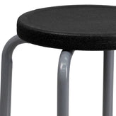 Remington Stackable Stool with Black Seat and Silver Powder Coated Frame