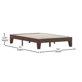 Evelyn Walnut Finish Wood Full Platform Bed with Wooden Support Slats, No Box Spring Required