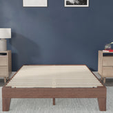 Evelyn Walnut Finish Wood Full Platform Bed with Wooden Support Slats, No Box Spring Required