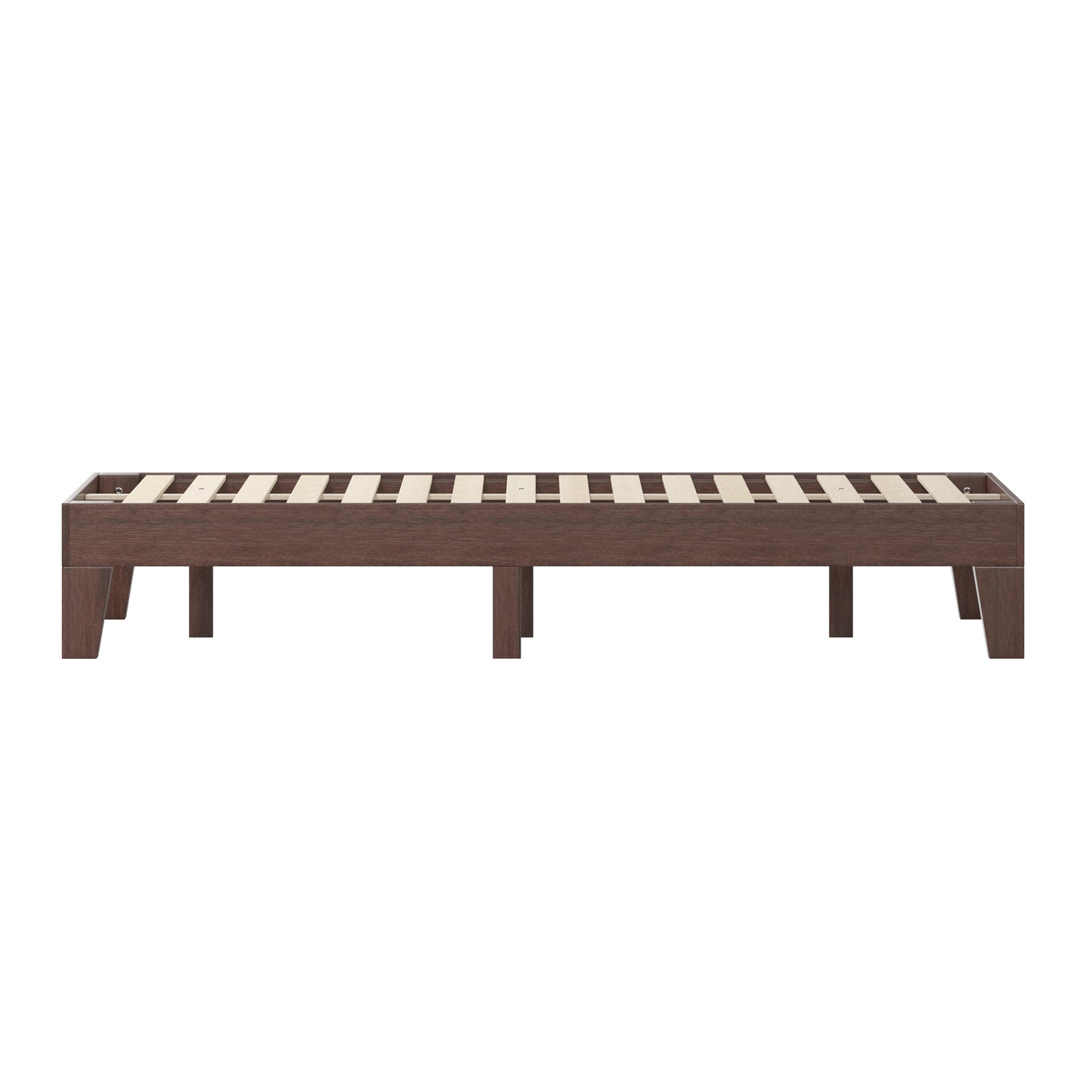 Evelyn Walnut Finish Wood Full Platform Bed with Wooden Support Slats, No Box Spring Required