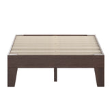 Evelyn Walnut Finish Wood Full Platform Bed with Wooden Support Slats, No Box Spring Required