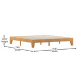 Evelyn Natural Pine Finish Wood King Platform Bed with Wooden Support Slats, No Box Spring Required