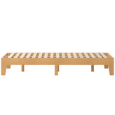 Evelyn Natural Pine Finish Wood King Platform Bed with Wooden Support Slats, No Box Spring Required