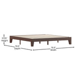 Evelyn Walnut Finish Wood King Platform Bed with Wooden Support Slats, No Box Spring Required