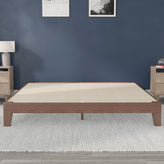 Evelyn Walnut Finish Wood King Platform Bed with Wooden Support Slats, No Box Spring Required
