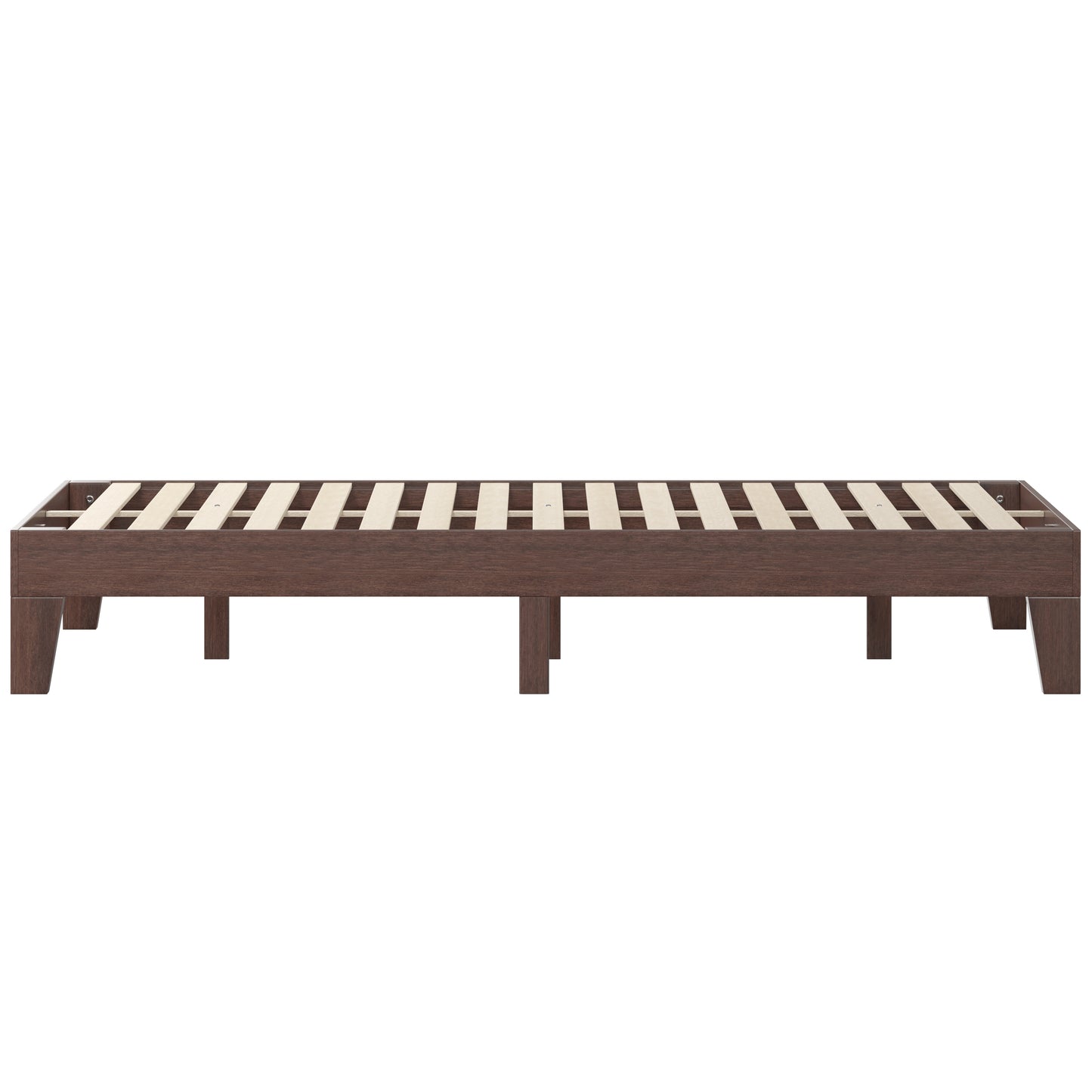 Evelyn Walnut Finish Wood King Platform Bed with Wooden Support Slats, No Box Spring Required