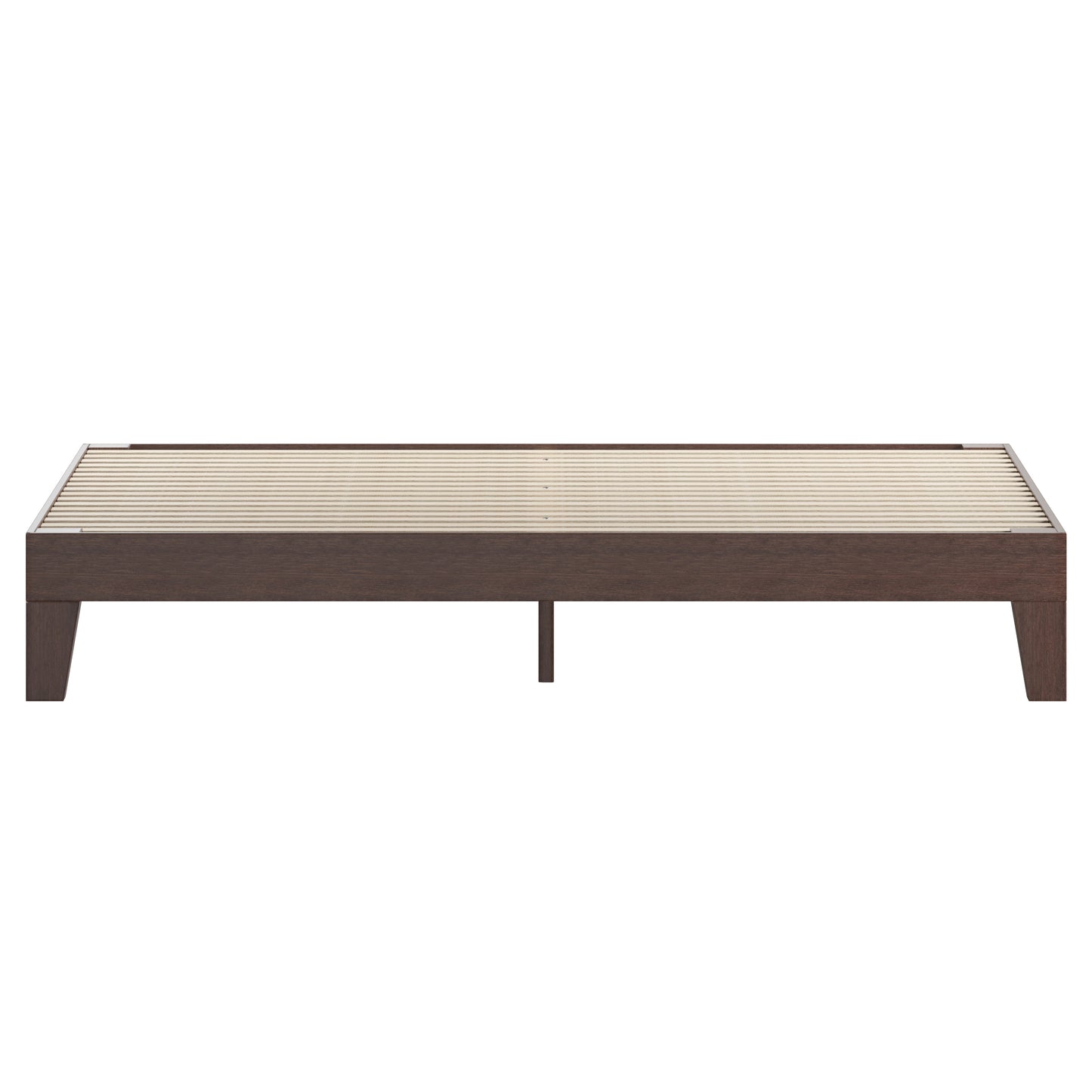 Evelyn Walnut Finish Wood King Platform Bed with Wooden Support Slats, No Box Spring Required