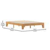 Evelyn Natural Pine Finish Wood Queen Platform Bed with Wooden Support Slats, No Box Spring Required