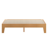 Evelyn Natural Pine Finish Wood Queen Platform Bed with Wooden Support Slats, No Box Spring Required