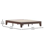 Evelyn Walnut Finish Wood Queen Platform Bed with Wooden Support Slats, No Box Spring Required