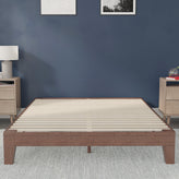 Evelyn Walnut Finish Wood Queen Platform Bed with Wooden Support Slats, No Box Spring Required