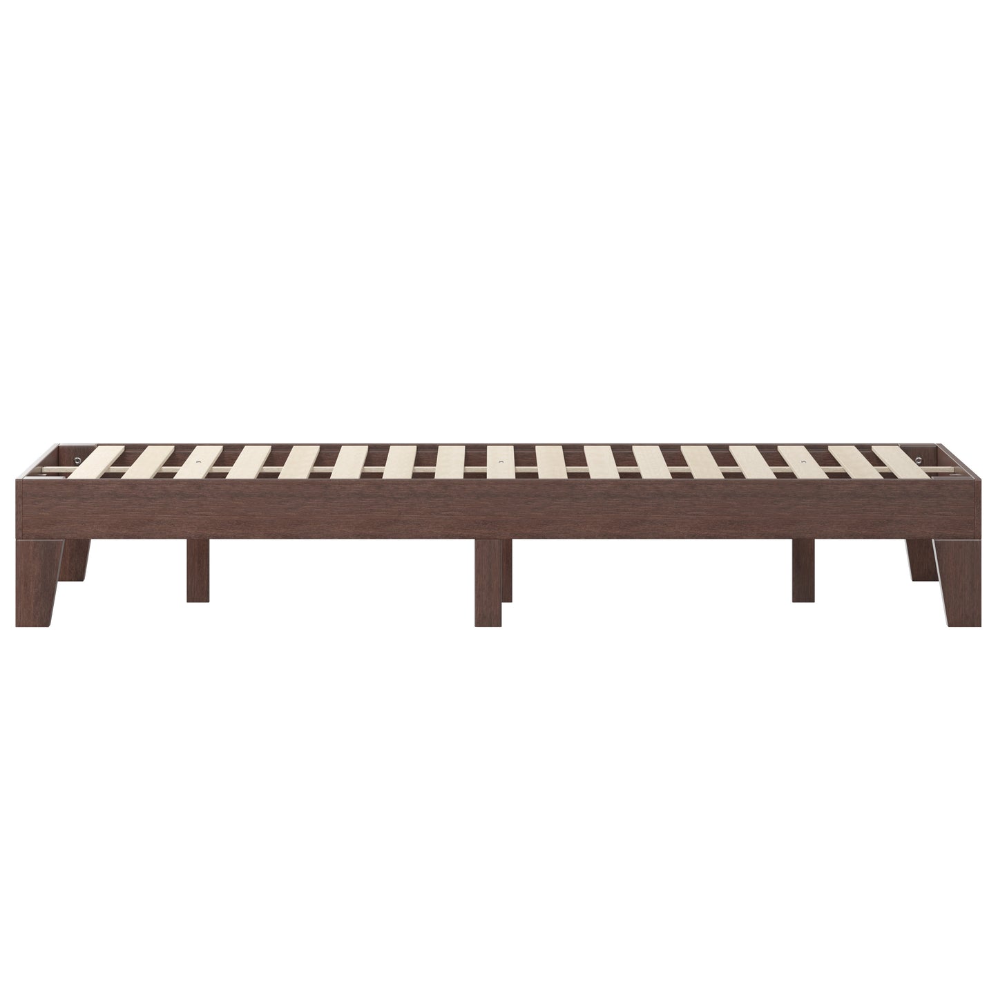Evelyn Walnut Finish Wood Queen Platform Bed with Wooden Support Slats, No Box Spring Required