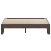 Evelyn Walnut Finish Wood Queen Platform Bed with Wooden Support Slats, No Box Spring Required
