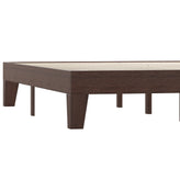 Evelyn Walnut Finish Wood Queen Platform Bed with Wooden Support Slats, No Box Spring Required