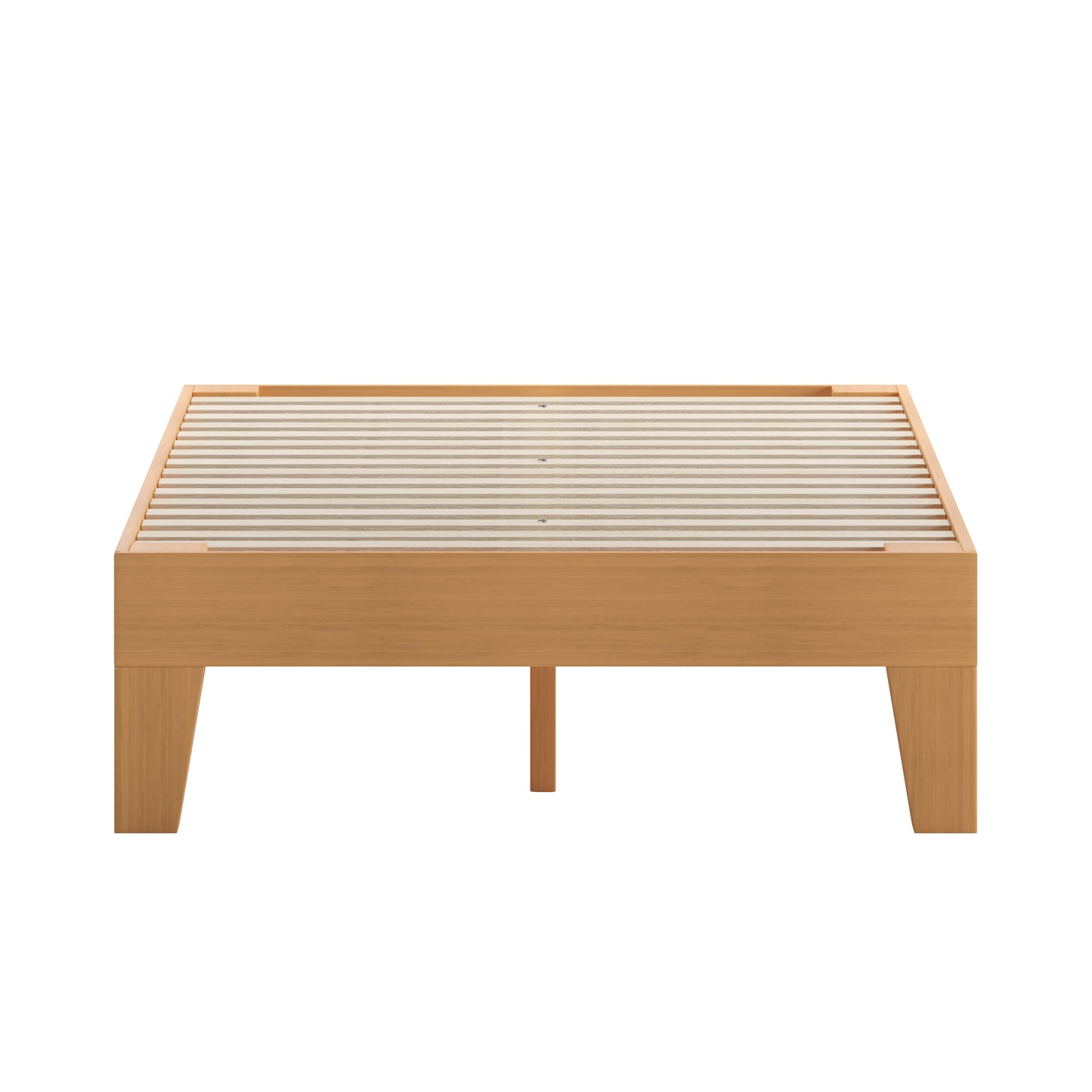 Evelyn Natural Pine Finish Wood Twin Platform Bed with Wooden Support Slats, No Box Spring Required