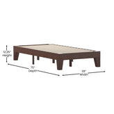 Evelyn Walnut Finish Wood Twin Platform Bed with Wooden Support Slats, No Box Spring Required