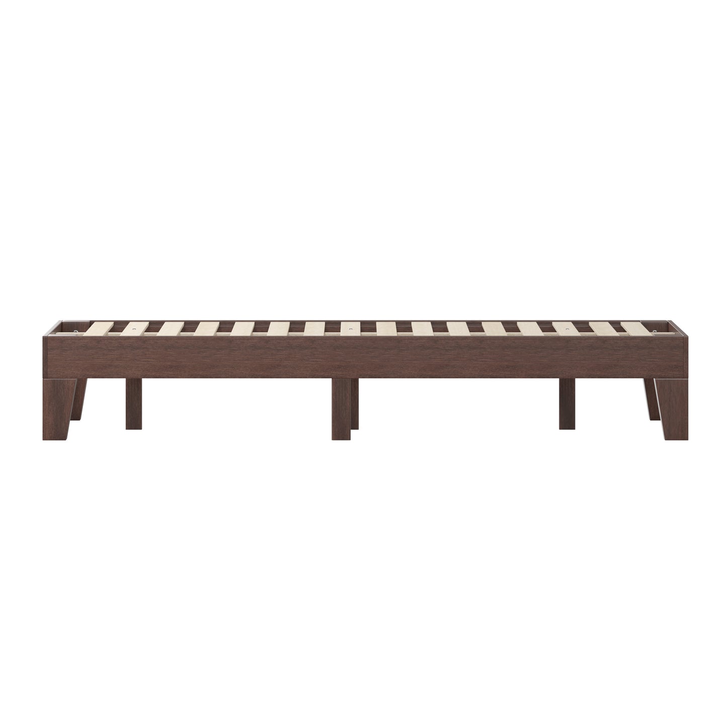 Evelyn Walnut Finish Wood Twin Platform Bed with Wooden Support Slats, No Box Spring Required