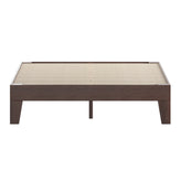 Evelyn Walnut Finish Wood Twin Platform Bed with Wooden Support Slats, No Box Spring Required
